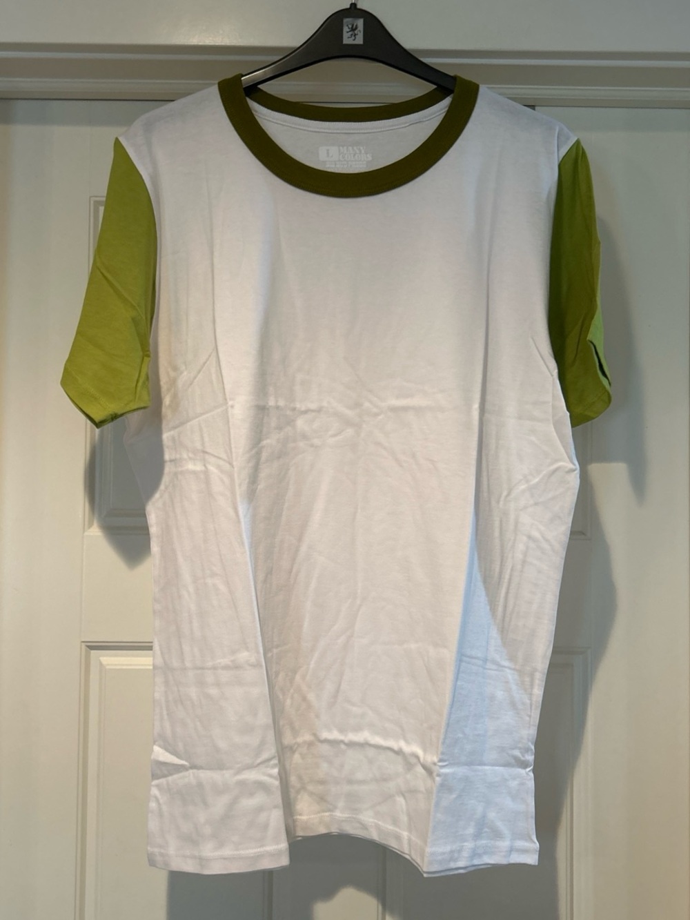 Big Bud Press White Short-Sleeve Ringer Tee with Olive Green Trim